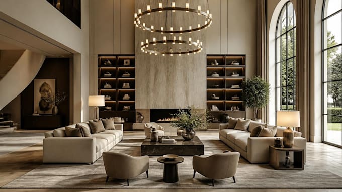 design a modern interior with realistic 3d rendering