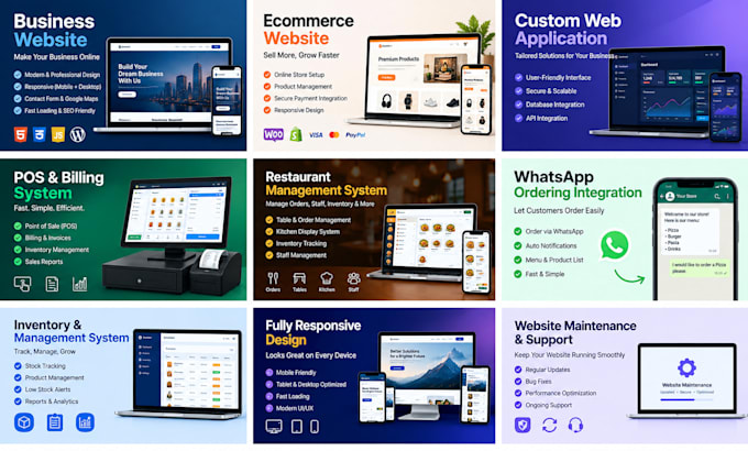 develop a modern business website, ecommerce store, web app or pos system