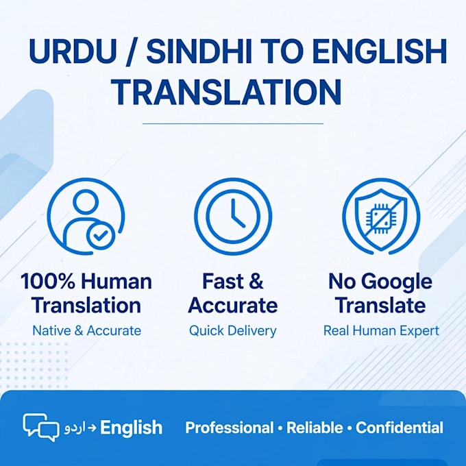 translate sindhi urdu and english documents professionally