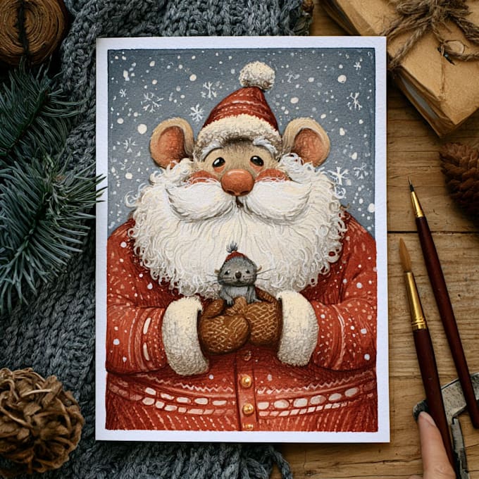 design hand drawn illustration christmas cards