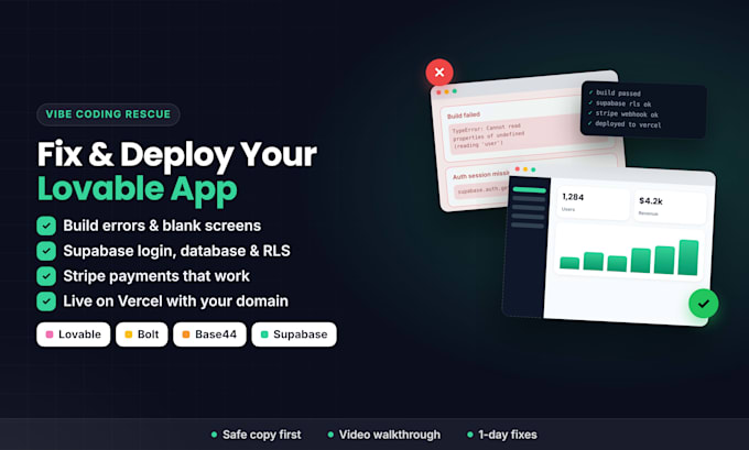 be your lovable expert to fix and deploy your lovable, bolt or base44 app