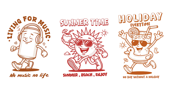 create vintage retro cartoon illustration