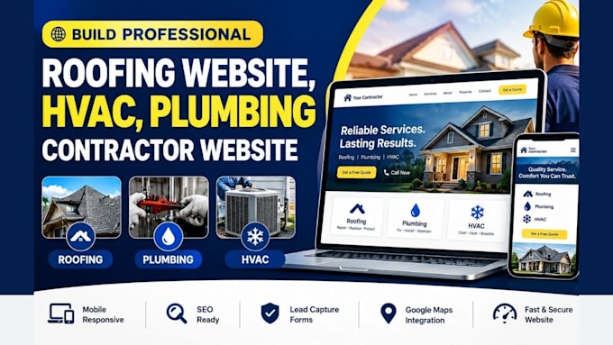 build professional roofing website, hvac, plumbing contractor website