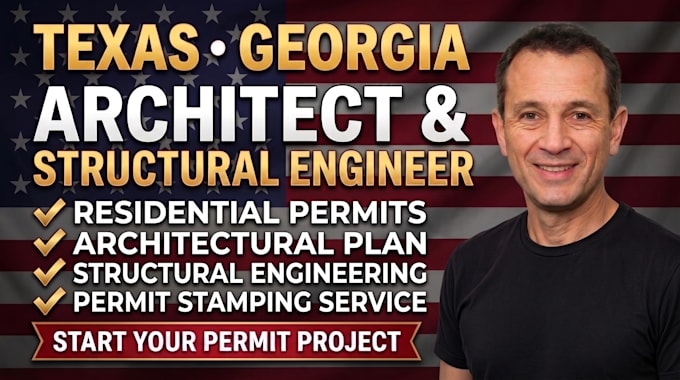 do texas georgia permit drawing plan and stamp as architect structural engineer