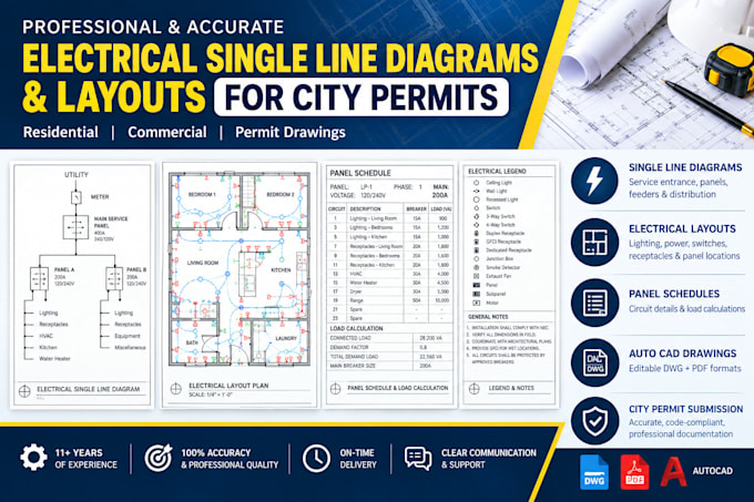electrical single line diagrams and layouts for city permits