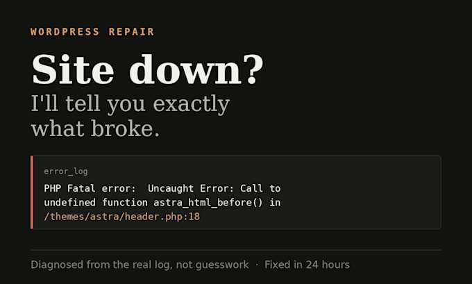 fix your broken or down wordpress site