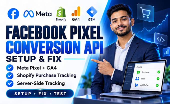 setup facebook pixel meta pixel conversion api fix ga4 purchase tracking shopify