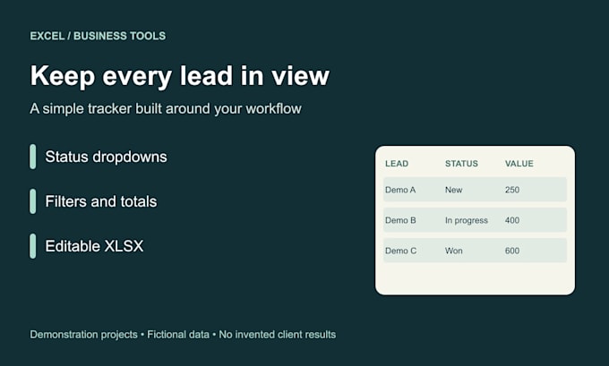build an excel lead tracker with dropdowns and a summary