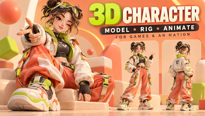 create 3d model, 3d character modeling, rigging, for animation and game