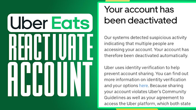 reactivate deactivated uber, amazon flex, uber eat account