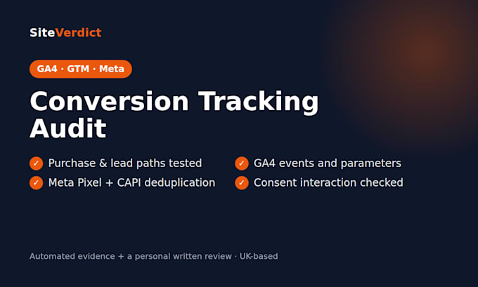 audit your ga4, GTM and meta pixel conversion tracking