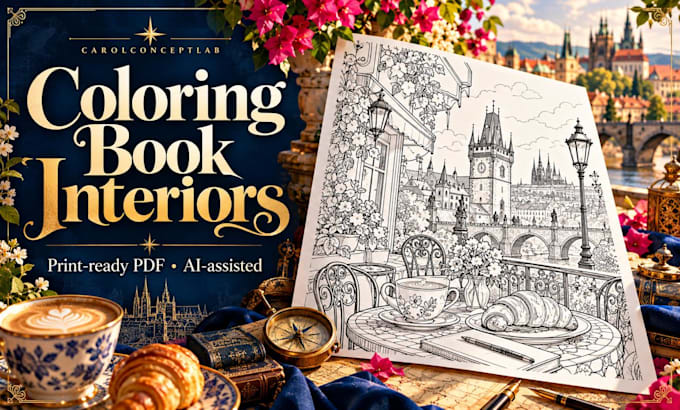 create a printable coloring book interior for amazon KDP using ai