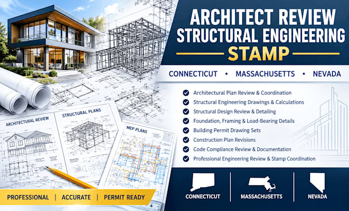 architect review structural engineering stamp in connecticut massachusett nevada