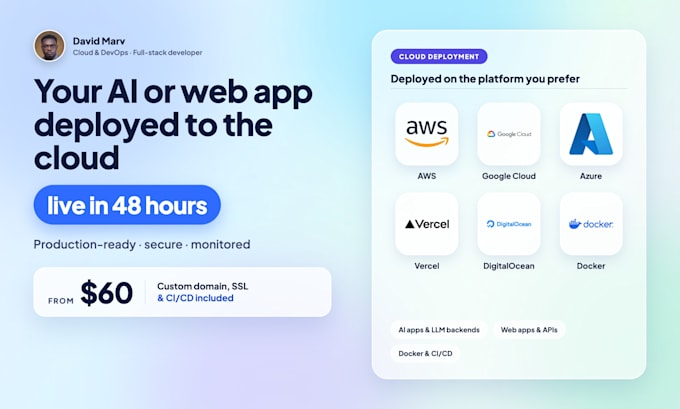deploy web app or ai app to the cloud, AWS deployment, vercel, azure