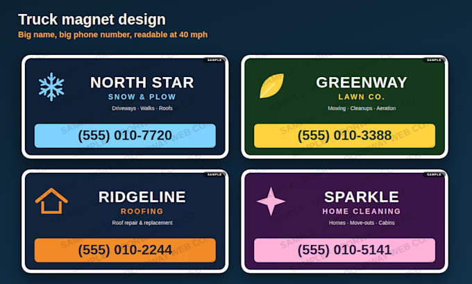 design a truck magnet and yard sign for your business