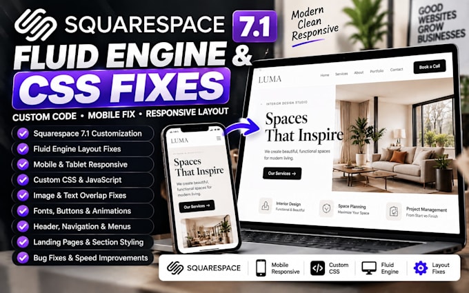 fix squarespace 7 1 CSS, fluid engine layout, mobile design and custom font code