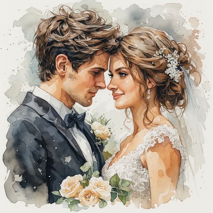 draw couple portrait for wedding illustration