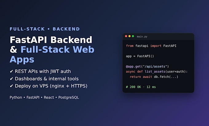 build a full stack web app or API with fastapi, react and postgresql