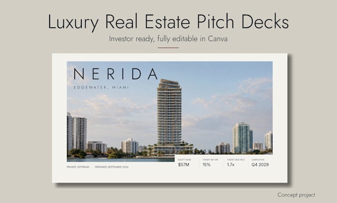 design a luxury real estate investor pitch deck