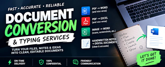 type your handwritten, scanned notes into documents and convert your documents