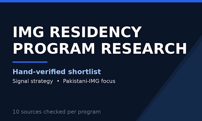 build your verified img residency program list with signal strategy