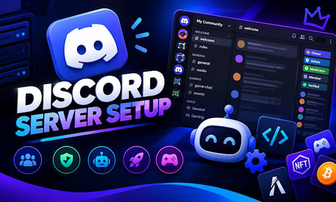 create a custom discord server setup with roles, channels and bots