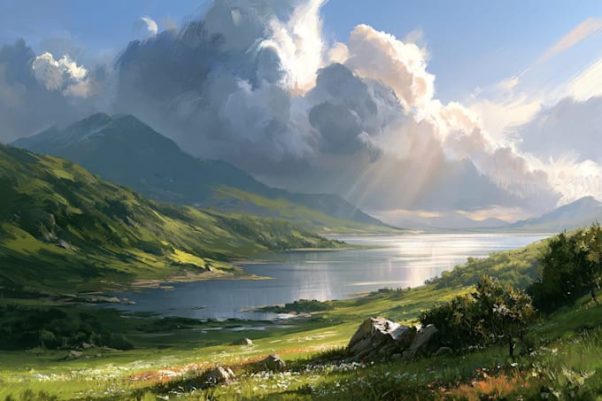beautiful flat landscape illustration art