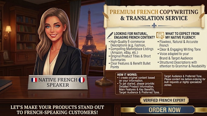 write french product descriptions