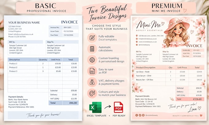 create custom excel invoices