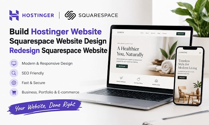 build hostinger website squarespace website design redesign squarespace website