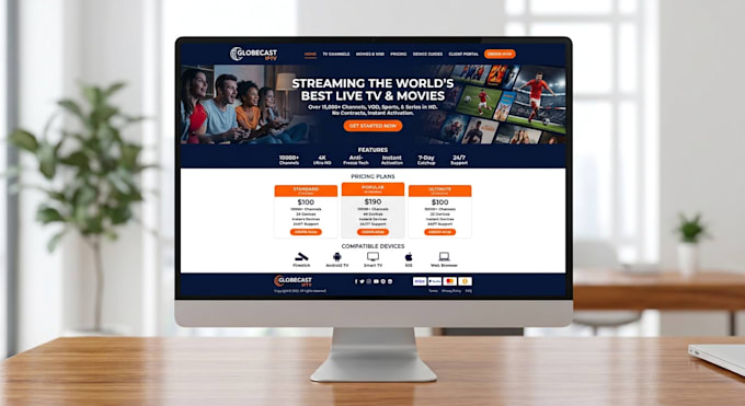 create a responsive iptv website landing page and member portal