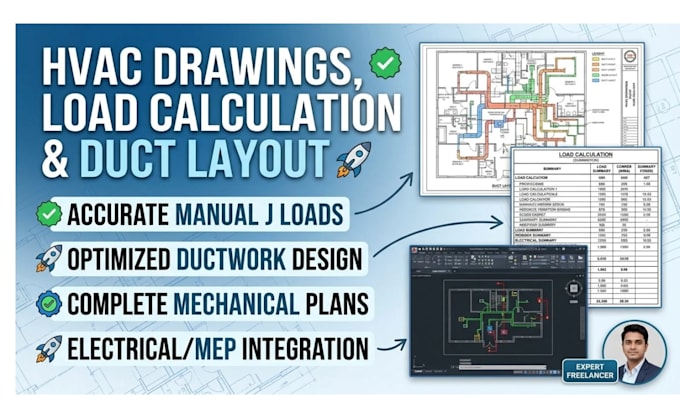 do hvac drawings load calculation duct layout mechanical electrical plans