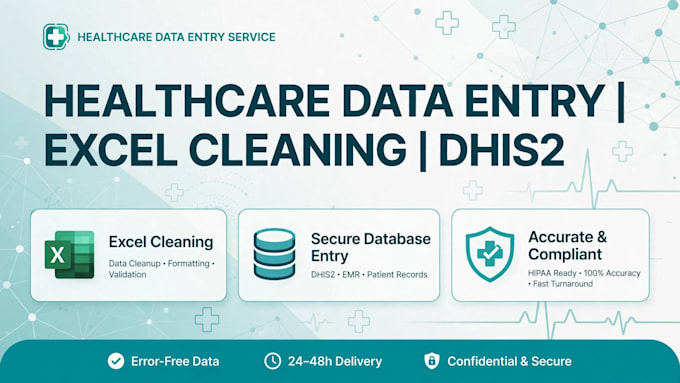 do healthcare data entry, excel data cleaning,dhis2 report