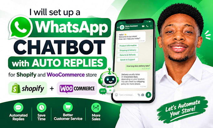 set up whatsapp chatbot with auto replies for shopify and woocommerce store