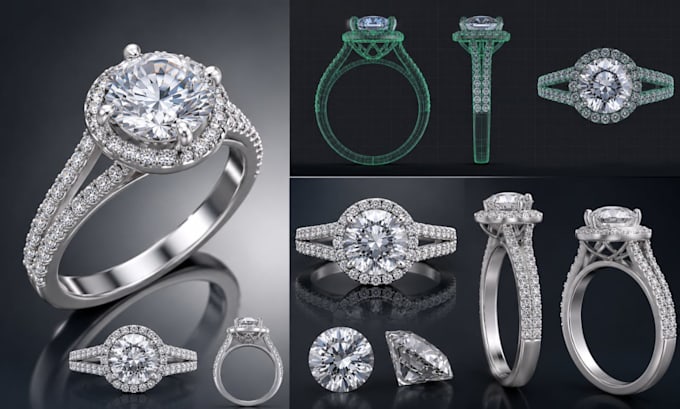 create 3d engagement ring designs with cad and photorealistic rendering