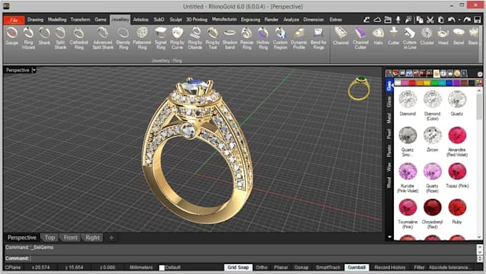 create jewelry cad models for 3d printing, casting and rendering