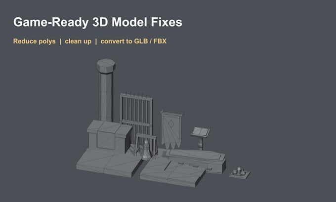 optimize, fix or convert your 3d model to glb or fbx for games