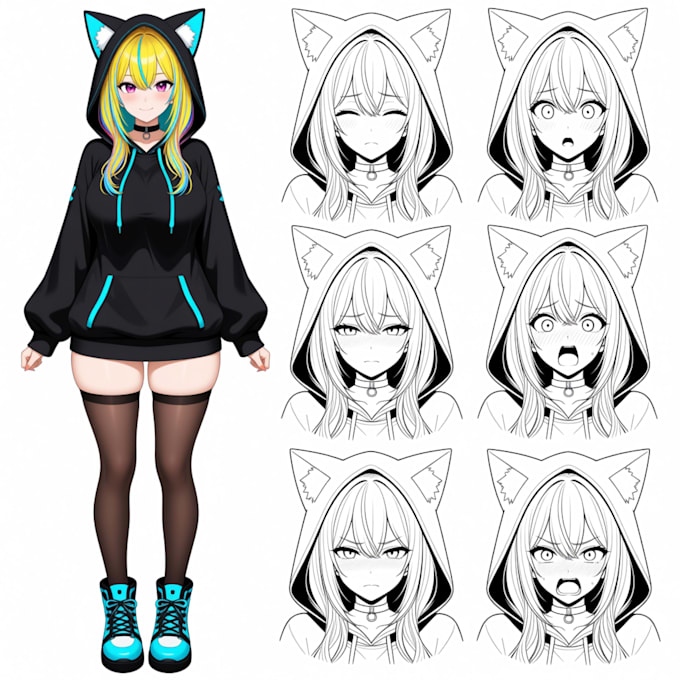 design an anime vtuber or custom oc character art