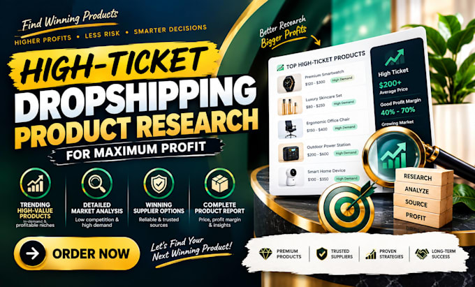 create high ticket dropshipping shopify store product research website design