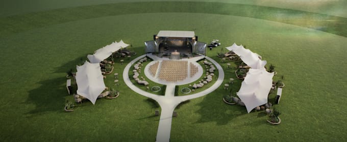 create realistic 3d event venue designs and outdoor event visualizations
