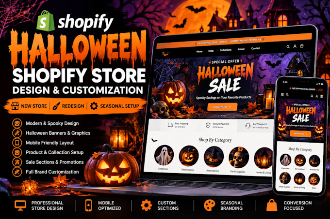 create a spooky halloween shopify website design