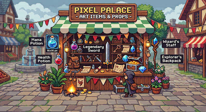 create pixel art items and props for your games