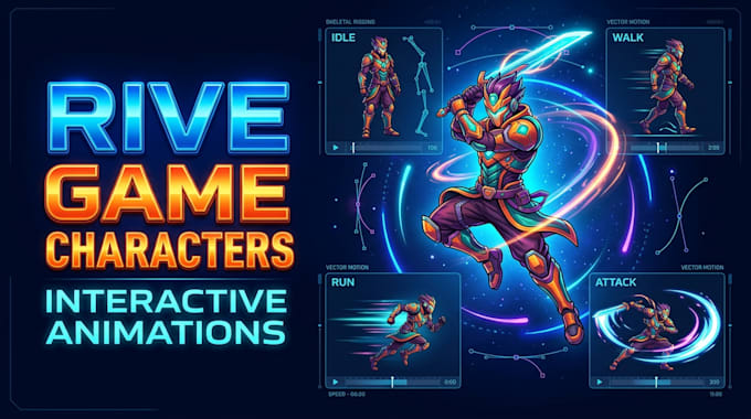 create rive game characters and interactive animations