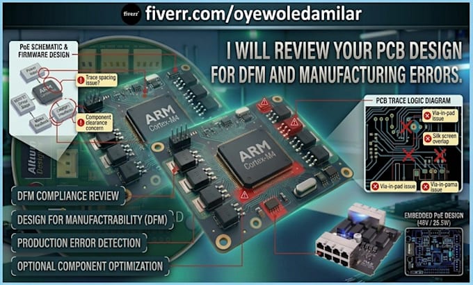 review your pcb design for dfm and manufacturing errors