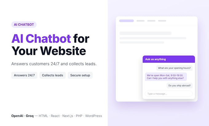 integrate a custom ai chatbot into your website using openai or groq api