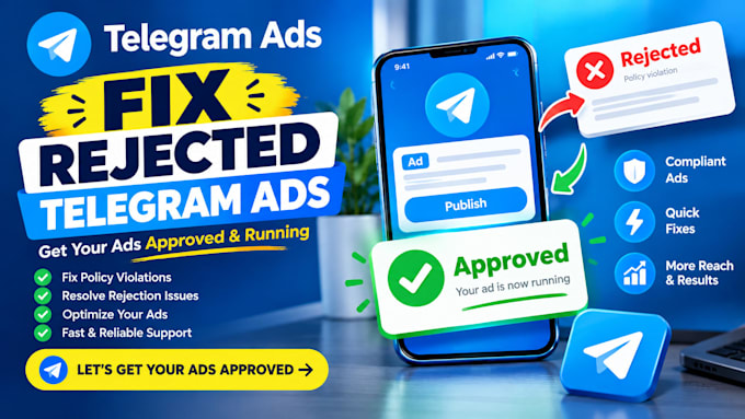 fix rejected telegram ads, fix telegram ad rejection telegram ads approval