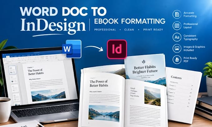 convert word or PDF to adobe indesign and professionally typeset books