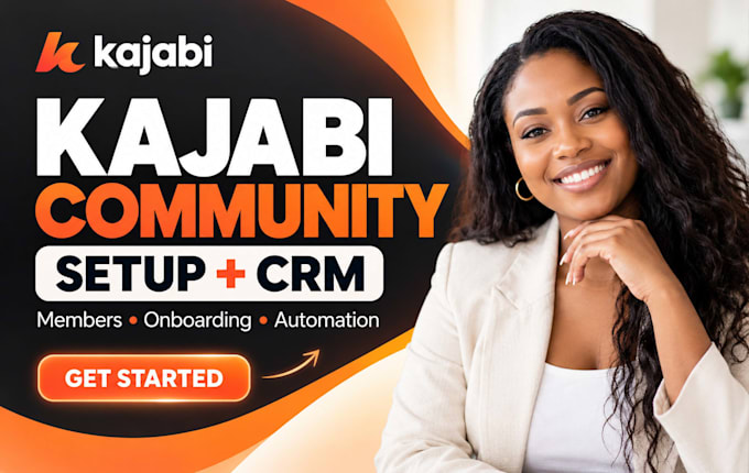 setup online kajabi community, members development, CRM integration