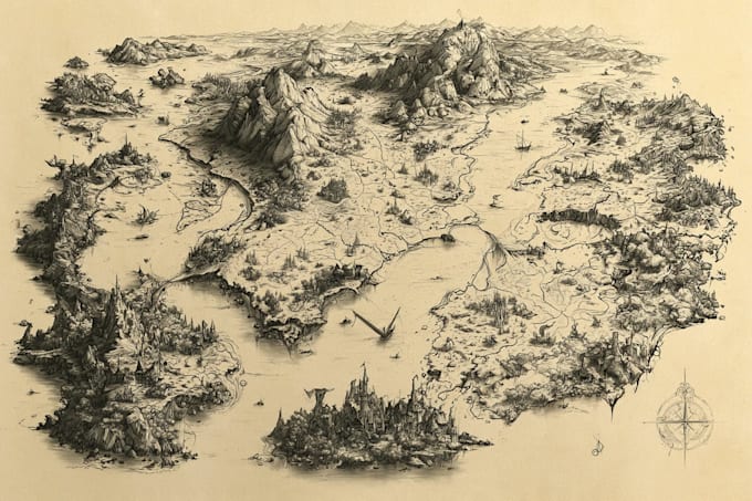 draw a fantasy map illustration