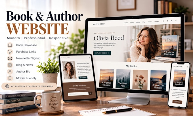 design a professional book website and author website